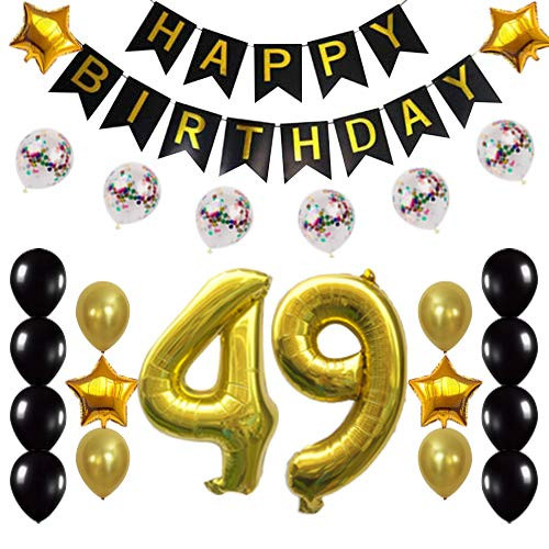 49th Birthday Decorations Party Supplies Happy 49th Birthday Confetti Balloons Banner and 49 Number Sets for 49 Years Old Party(Gold) 49th Birthday Decorations Party Supplies Happy 49th Birthday Confetti Balloons Banner and 49 Number Sets for 49 Years Old Party(Gold)