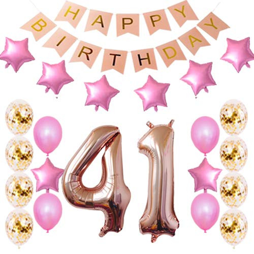 41st Birthday Decorations Party Supplies Happy 41st Birthday Confetti Balloons Banner and 41 Number Sets for 41 Years Old Party-Rose Gold 41st Birthday Decorations Party Supplies Happy 41st Birthday Confetti Balloons Banner and 41 Number Sets for 41 Years Old Party-Rose Gold