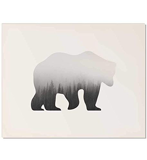 Woodland Decor, Woodland Print, Woodland Animal, Gray Art Print, Bear Art Print, Gray Animal Print, Animal Wall Art, Gray Bear Print, Neutral Animal Print, Bear Wall Print, Bear Wall Art, Poster, 8x10