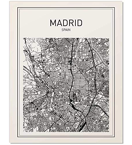 Madrid Map, Madrid Poster, Map of Madrid, Spain Poster, City Map Posters, Modern Map Art, Spain Wall Art, Map Print, Spain Map, City Prints, Black and White Map, Map Wall Art, 8x10