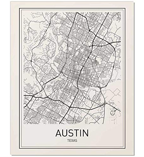 Austin Map, Austin Map Print, City Maps, Map Print, Map Art Print, Map Poster, Texas Map, Texas, Black White Map, Map Wall Art, Map Art, Modern City Art, Scandinavian Art, City Map Poster, 8x10