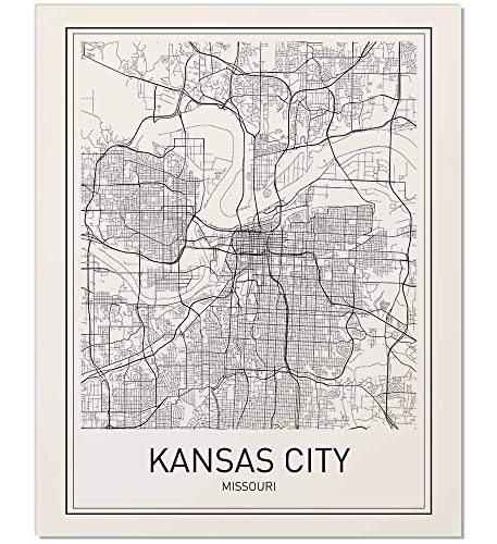 Kansas City, Kansas City Map, City Map Posters, Kansas City Poster, Missouri Art, Missouri Map, Kansas City Art, Minimalist Poster, Scandinavian Poster, Black and White, Map Wall Art, Map Art, 8x10