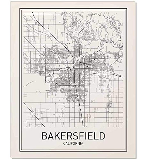 Bakersfield Poster, Map of Bakersfield, Bakersfield Map, City Map Posters, Modern Map Art, City Prints, California Art, Minimal Print, City Poster, City Map Wall Art, Minimalist Posters, 8x10