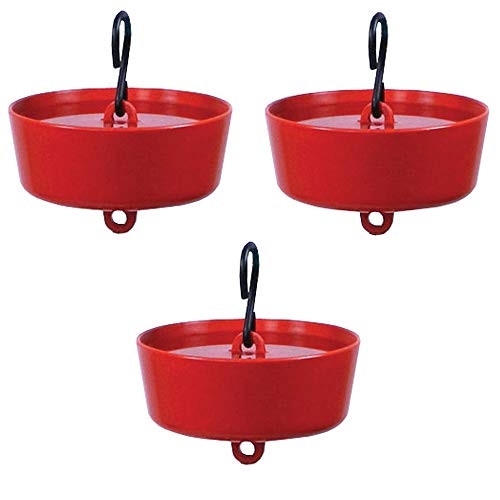 Stokes Select More Birds Ant Guard for Hummingbird Feeders, Red, 3.5-Inch Diameter -3 Pack