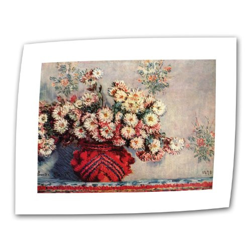 ArtWall Red Vase by Claude Monet 14 by 18-Inch Flat/Rolled Canvas with 2-Inch Accent Border
