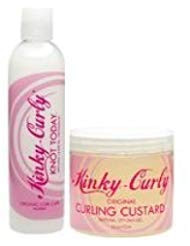 Kinky Curly Knot Today Leave In Conditioner/Detangler 8 oz + Kinky Curly Curl Custard Gel 8 oz