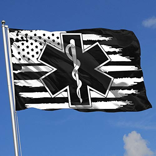 QphonesFlag American Flag EMS Star of Life EMT Paramedic Medic Flag 3x5-Flags 90x150CM-Banner 3'x5' FT