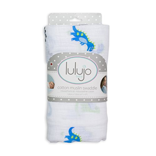 lulujo Muslin Cotton Swaddling Blanket - Prehistoric Pals