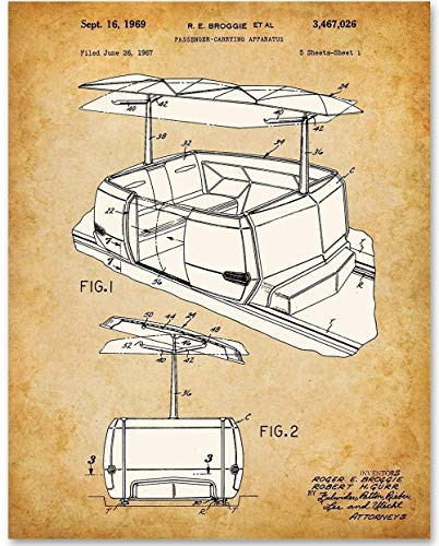 Disney PeopleMover - 11x14 Unframed Patent Print - Makes a Great Gift Under $15 for Disney Fans