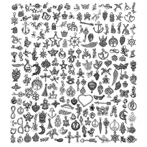 JIALEEY 200 PCS Wholesale Bulk Lots Jewelry Making Charms Mixed Smooth Tibetan Silver Metal Charms Pendants DIY for Necklace Bracelet Jewelry Making and Crafting JIALEEY 200 PCS Wholesale Bulk Lots Jewelry Making Charms Mixed Smooth Tibetan Silver Metal Charms Pendants DIY for Necklace Bracelet Jewelry Making and Crafting