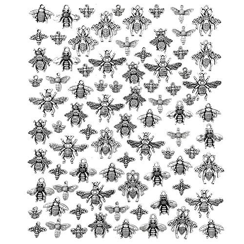 81PCS Alloy Bee Honeybee Charms - JIALEEY Antique Tibetan Silver Bee Charms Pendants DIY for Necklace Bracelet Earrings Jewelry Making Crafting 81PCS Alloy Bee Honeybee Charms - JIALEEY Antique Tibetan Silver Bee Charms Pendants DIY for Necklace Bracelet Earrings Jewelry Making Crafting