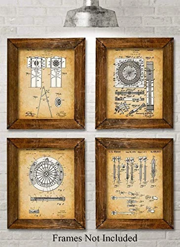 Original Darts Patent Prints - Set of Four Photos (8x10) Unframed - Makes a Great Gift Under $20 for Game Rooms, Man Caves, Home Bar Pub Decor