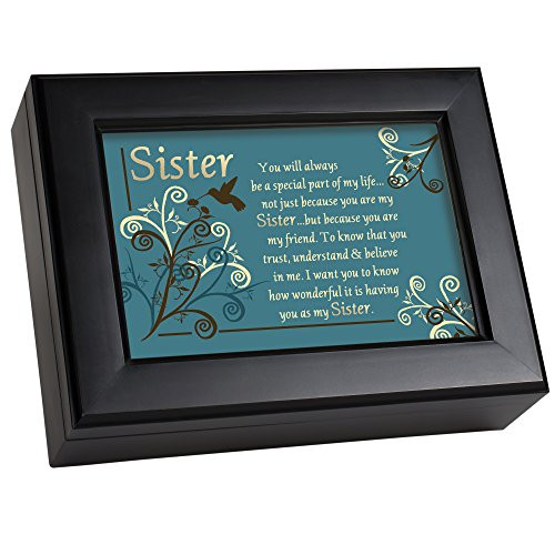 Cottage Garden Sister Special Part of My Life Matte Black Jewelry Music Box Plays What Friends are for Cottage Garden Sister Special Part of My Life Matte Black Jewelry Music Box Plays What Friends are for