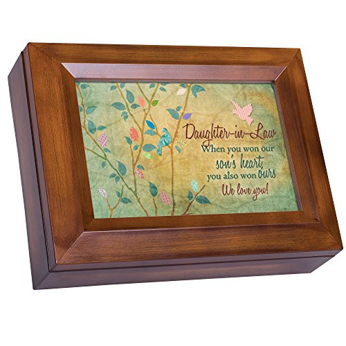 Cottage Garden Daughter-in-Law Won Heart We Love You Woodgrain Digital Keepsake Music Box Plays My Wish