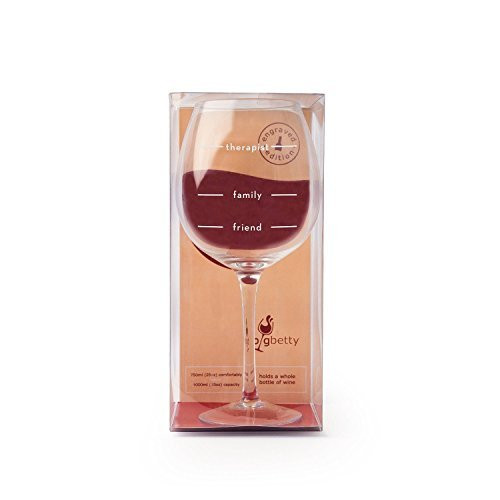 The Engraved 'Friend, Family,Therapist' Big Betty XL Premium Jumbo Wine Glass - Holds a Whole Bottle of Wine!, Friend, Family, Therapist,