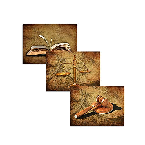 HOMEOART Scales of Justice Legal Pictures Lawyer Office Decor Law Themed Painting Canvas Giclee Printings Stretched Framed Easy to Hang 12"x16"x3Pieces HOMEOART Scales of Justice Legal Pictures Lawyer Office Decor Law Themed Painting Canvas Giclee Printings Stretched Framed Easy to Hang 12"x16"x3Pieces