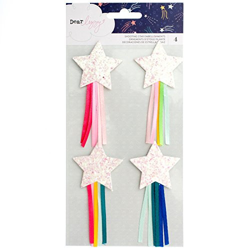 American Crafts 4 Piece White Glitter Shooting Stars Dear Lizzy Gazer