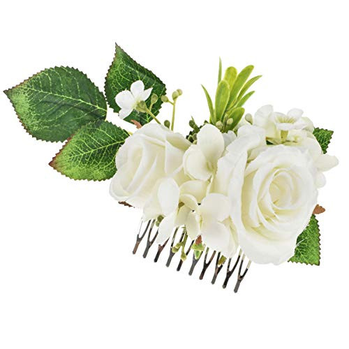 Vividsun Bridal Flower Comb Greenery Hair Comb Wedding Floral Headpiece (A/Rose Ivory) Vividsun Bridal Flower Comb Greenery Hair Comb Wedding Floral Headpiece (A/Rose Ivory)