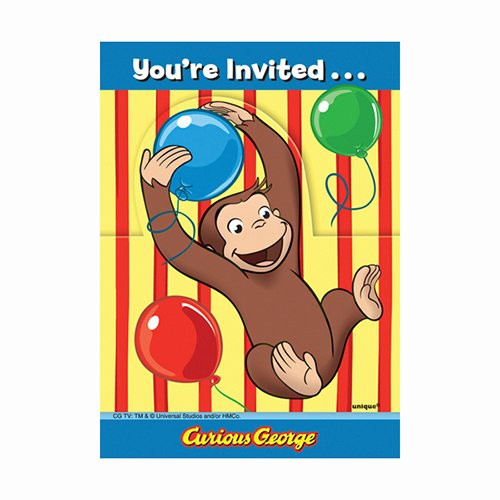 Curious George Party Invitations, 8ct Curious George Party Invitations, 8ct