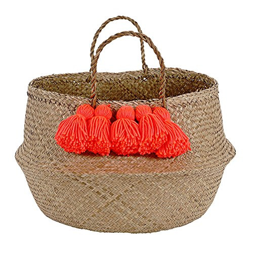 Meri Meri Neon Coral Tassel Basket
