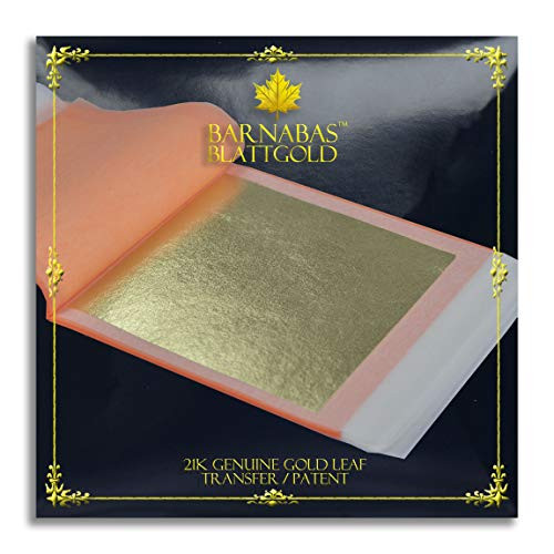 Genuine Gold Leaf Sheets 21k - by Barnabas Blattgold - 3.4 inches - 25 Sheets Booklet - Transfer Patent Leaf