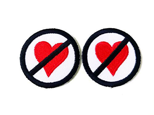 Tyga_Thai Brand Set 2 pcs. Mini Symbols Do Not Love Heart in The Funny Words Logo Applique Embroidered Sew on Iron on Patch for Backpacks Jeans Jackets T-Shirt Clothing etc. (Iron-DO-NOT-Heart)