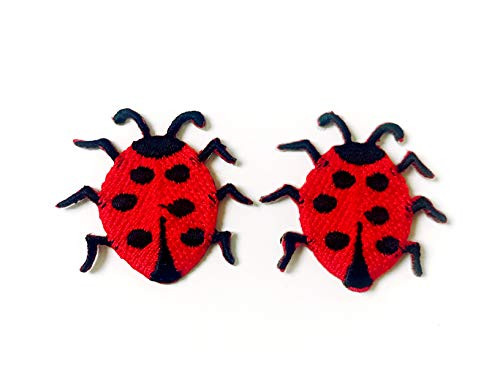 Tyga_Thai Brand Set 2 pcs. Mini Red Ladybug Cute Animal Logo Applique Embroidered Sew on Iron on Patch for Backpacks Jeans Jackets T-Shirt Clothing etc. (Iron-Ladybug-Mini-RD)