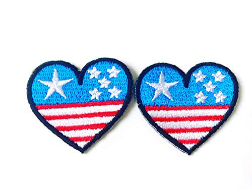 Tyga_Thai Brand Set 2 pcs. Mini Heart Star Cute Cartoon Logo Jacket T-Shirt Sew Iron on Embroidered Applique Badge Sign Patch Clothing etc. (Iron-Heart-Star-Mini)