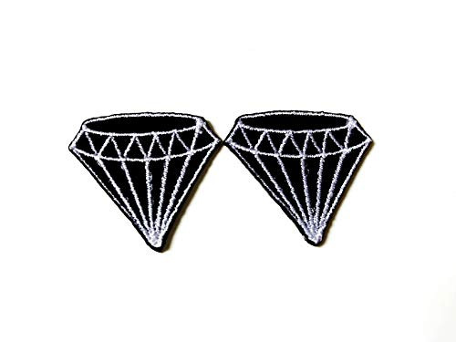 Tyga_Thai Brand Set 2 pcs. Mini Black Diamond Cute Logo Jacket T-Shirt Sew Iron on Embroidered Applique Badge Sign Patch Clothing etc. (Iron-Diamond-BK)