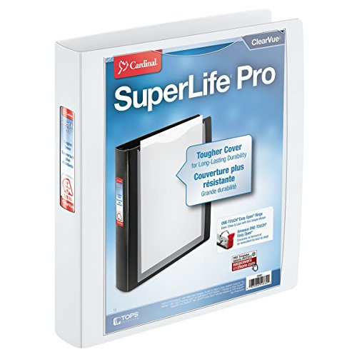 Cardinal SuperLife Pro Easy Open  ClearVue Locking Slant-D Ring Binder, 1.5-Inch, White (54662)
