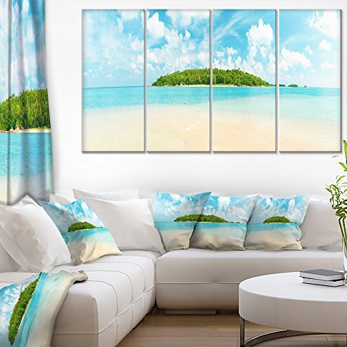 Designart Tropical Island Panorama-Photography Canvas Print-48x28-4 Panels, 28'' H x 48'' W x 1'' D 4P, Blue Designart Tropical Island Panorama-Photography Canvas Print-48x28-4 Panels, 28'' H x 48'' W x 1'' D 4P, Blue