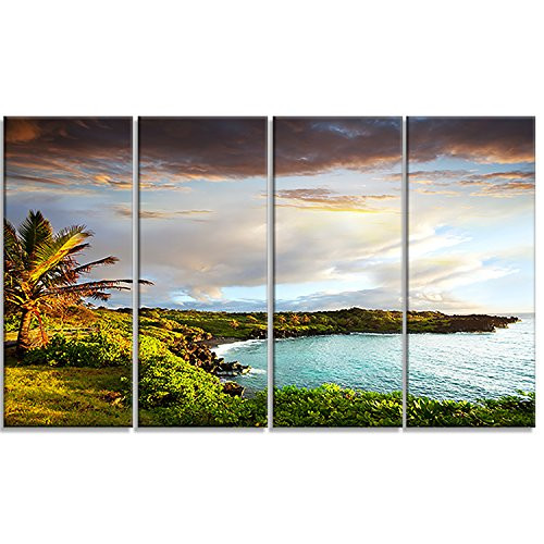 Designart Hawaii Oahu Island-Photography Canvas Art Print-48x28-4 Panels, 28'' H x 48'' W x 1'' D 4P, Green Designart Hawaii Oahu Island-Photography Canvas Art Print-48x28-4 Panels, 28'' H x 48'' W x 1'' D 4P, Green