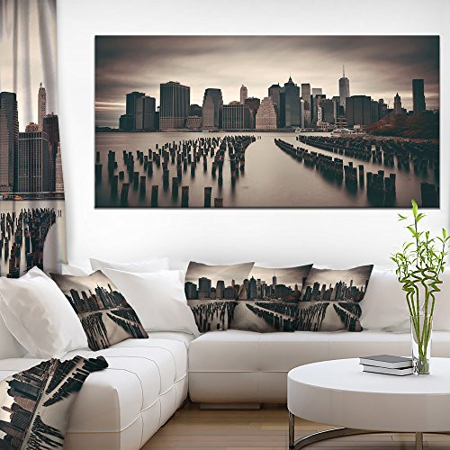 Designart PT8279-60-28 Manhattan Financial District Cityscape Photo Canvas Print, 28'' x 60'' x 2'' Designart PT8279-60-28 Manhattan Financial District Cityscape Photo Canvas Print, 28'' x 60'' x 2''