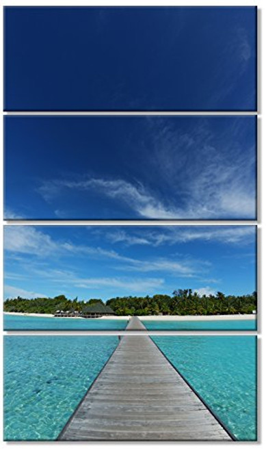 Designart Infinite Sea Pier-Seascape Photo Canvas Art Print-28x48 4 Piece, 28'' H x 48'' W x 1'' D 4P, Blue Designart Infinite Sea Pier-Seascape Photo Canvas Art Print-28x48 4 Piece, 28'' H x 48'' W x 1'' D 4P, Blue