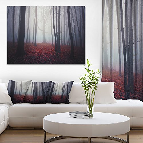 Designart PT8316-20-12 Dark Spooky Misty Forest Landscape Photo Canvas Art Print, 12" H x 20" W x 1" D 1P
