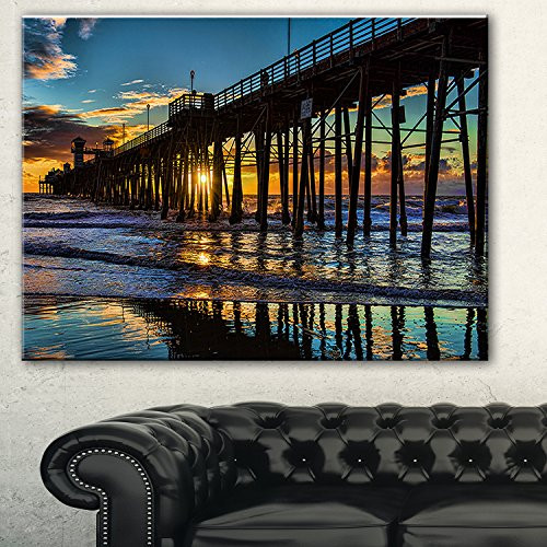 Designart PT8428-20-12 Oceanside Pier at Evening-Landscape Photo Canvas Print-20x12, 12" H x 20" W x 1" D 1P Designart PT8428-20-12 Oceanside Pier at Evening-Landscape Photo Canvas Print-20x12, 12" H x 20" W x 1" D 1P