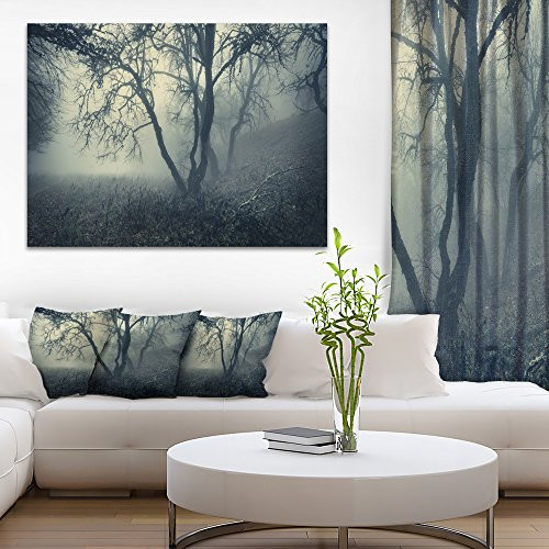 Designart PT9549-20-12 Forest with Green Fog in Morning Landscape Photo Canvas Print, 12" H x 20" W x 1" D 1P, Black Designart PT9549-20-12 Forest with Green Fog in Morning Landscape Photo Canvas Print, 12" H x 20" W x 1" D 1P, Black