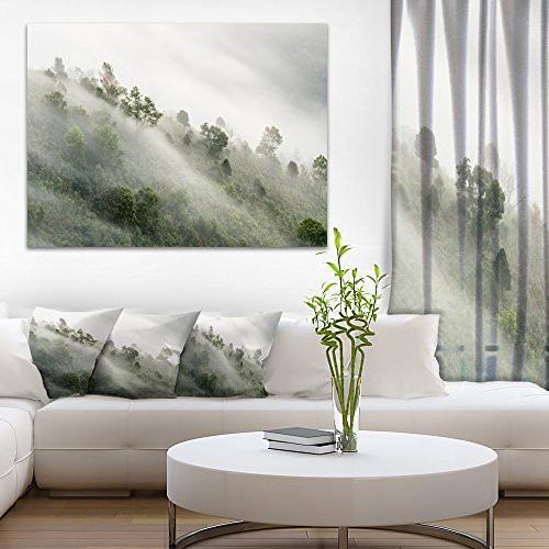 Designart PT9839-20-12 Mystical Foggy Mountain Slope Landscape Photo Canvas Print, 12" H x 20" W x 1" D 1P, Green Designart PT9839-20-12 Mystical Foggy Mountain Slope Landscape Photo Canvas Print, 12" H x 20" W x 1" D 1P, Green