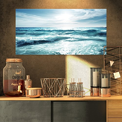 Designart PT9930-32-16 Seychelles Beach at Sunset-Seashore Canvas Wall Artwork-32X16, 32x16, Blue Designart PT9930-32-16 Seychelles Beach at Sunset-Seashore Canvas Wall Artwork-32X16, 32x16, Blue