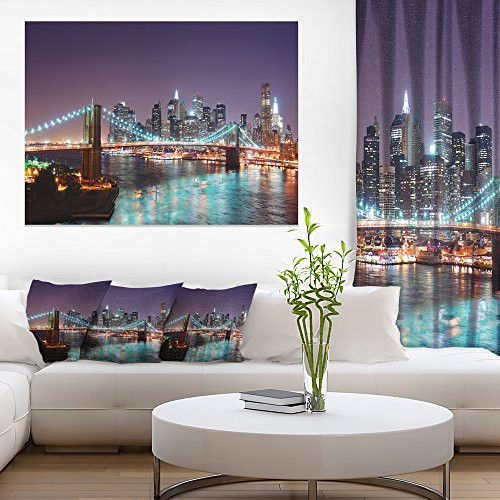 Designart PT10113-20-12 New York City Manhattan Skyline Panorama-Cityscape Canvas print-20x12, 12" H x 20" W x 1" D 1P Designart PT10113-20-12 New York City Manhattan Skyline Panorama-Cityscape Canvas print-20x12, 12" H x 20" W x 1" D 1P