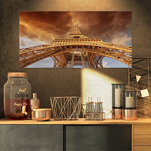 Designart PT10125-32-16 Beautiful View Eiffel Tower in Paris-Cityscape Canvas print-32X16, 32x16 Blue Designart PT10125-32-16 Beautiful View Eiffel Tower in Paris-Cityscape Canvas print-32X16, 32x16 Blue