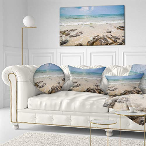 Design Art PT10650-40-20 Rocks on Typical Tropical Beach Canvas Wall Art-40X20, 20'' H x 40'' W x 1'' D 1P Black