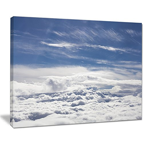 Designart PT10940-20-12 Flight Over Bright Clouds-Contemporary Landscape Canvas Art-20x12, 12" H x 20" W x 1" D 1P