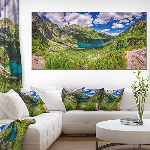 Designart PT11071-60-28 Green Tatra Mountains and Lake-Landscape Wall Art Canvas Print-60x28 1 Piece, 28'' x 60'' x 2''