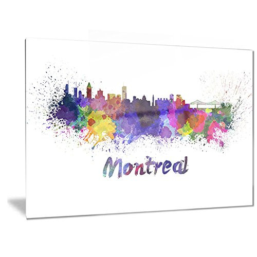 Designart Montreal Skyline-Cityscape Metal Wall Art-MT6573-28x12, 12'' H x 28'' W x 1'' D 1P Designart Montreal Skyline-Cityscape Metal Wall Art-MT6573-28x12, 12'' H x 28'' W x 1'' D 1P