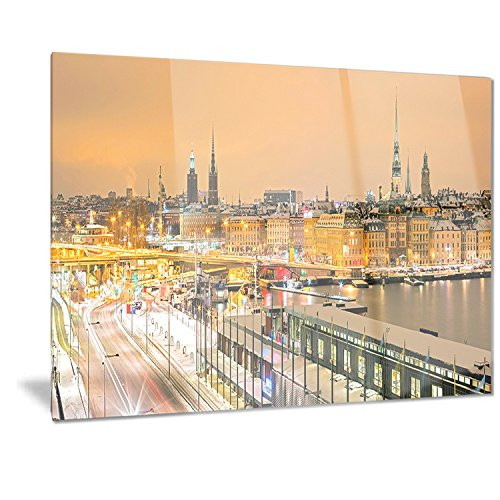 Designart Stockholm Panorama-Cityscape Photo Metal Wall Art-MT7224-28x12, 12'' H x 28'' W x 1'' D 1P Designart Stockholm Panorama-Cityscape Photo Metal Wall Art-MT7224-28x12, 12'' H x 28'' W x 1'' D 1P