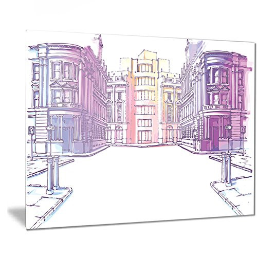 Designart Old City Street-Cityscape Painting Metal Wall Art-MT7543-28x12, 12'' H x 28'' W x 1'' D 1P Designart Old City Street-Cityscape Painting Metal Wall Art-MT7543-28x12, 12'' H x 28'' W x 1'' D 1P