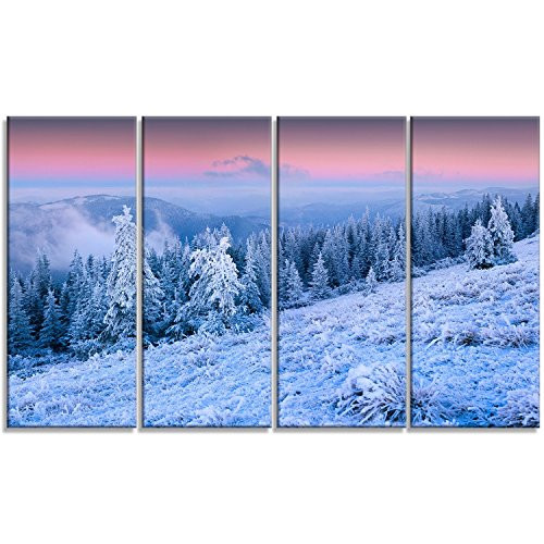 Designart Winter Sunrise Over Mountain-Landscape Photo Metal Wall Art-MT8173-48x28-4 Panels, 28'' H x 48'' W x 1'' D 4P Designart Winter Sunrise Over Mountain-Landscape Photo Metal Wall Art-MT8173-48x28-4 Panels, 28'' H x 48'' W x 1'' D 4P