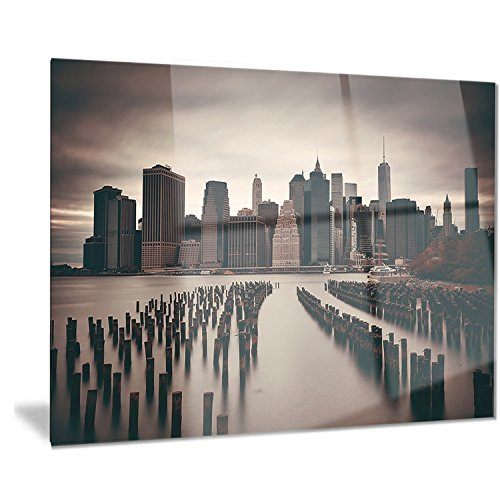 Designart Manhattan Financial District-Cityscape Photo Metal Wall Art-MT8279-28x12, 12'' H x 28'' W x 1'' D 1P Designart Manhattan Financial District-Cityscape Photo Metal Wall Art-MT8279-28x12, 12'' H x 28'' W x 1'' D 1P