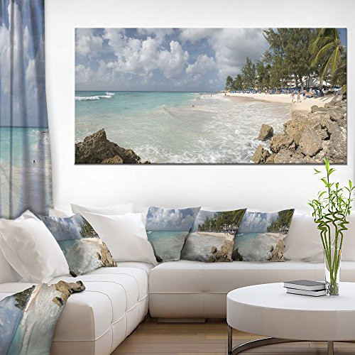 Designart PT11461-60-28 Barbados Island White Seashore-Modern Seascape Canvas Artwork-60x28 1 Piece, 28'' x 60'' x 2'' Designart PT11461-60-28 Barbados Island White Seashore-Modern Seascape Canvas Artwork-60x28 1 Piece, 28'' x 60'' x 2''